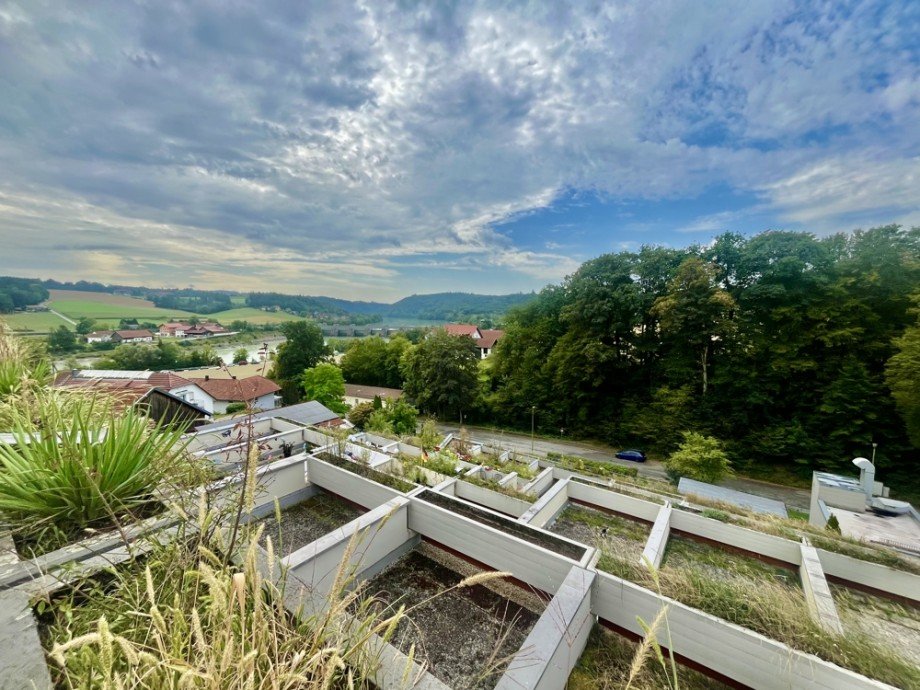 Aussicht von Terrasse Etagenwohnung Passau