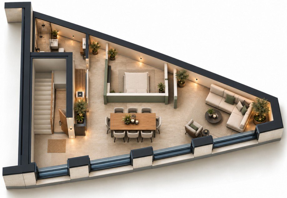 Visualisierung_Wohnung Ansicht Loft-Studio-Atelier Passau