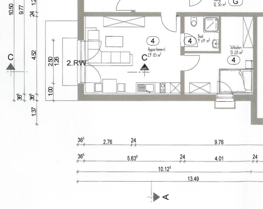 UG Grundriss Etagenwohnung Bad F�ssing