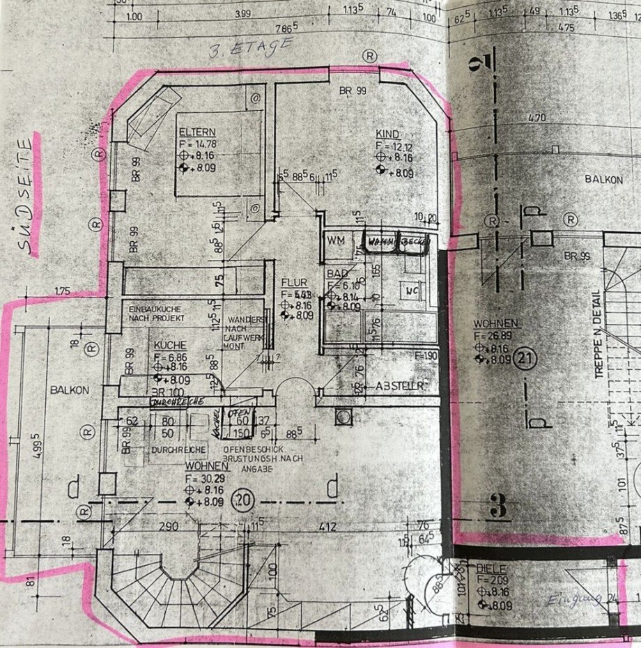 Grundriss 3.OG Maisonettewohnung Passau