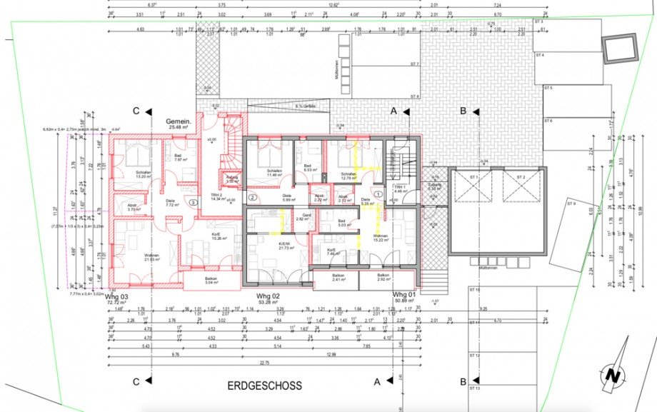 Grundriss EG Mehrfamilienhaus Bad F�ssing / Egglfing am Inn
