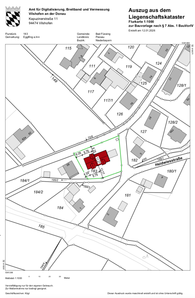 Lageplan Mehrfamilienhaus Bad F�ssing / Egglfing am Inn
