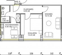 Grundriss Wohnung Moderne 2-Zimmer-Wohnung direkt am Hauptbahnhof von Passau!