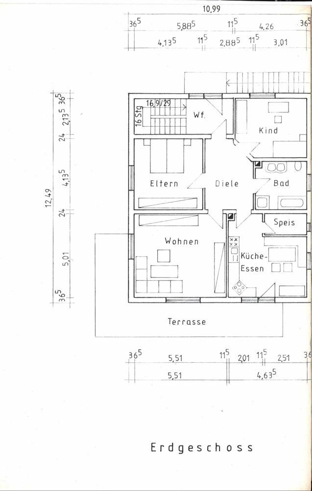 Grundriss Erdgeschoss Zweifamilienhaus Tiefenbach