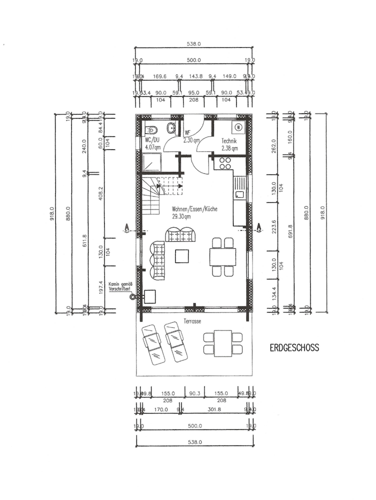 Grundriss Erdgeschoss Chalet Hauzenberg