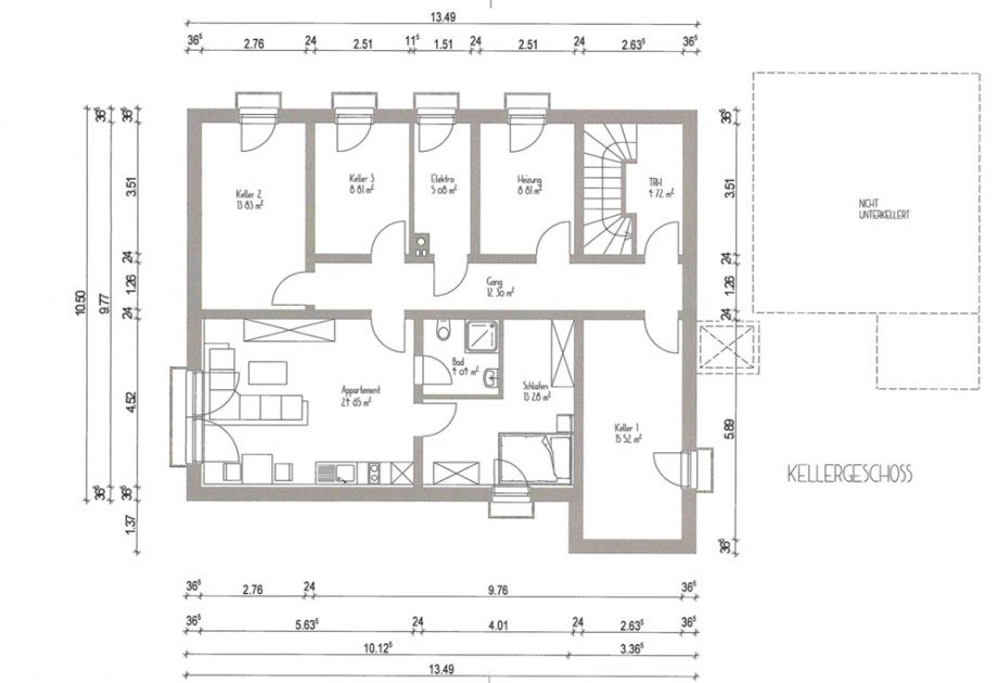 UG Grundriss Etagenwohnung Bad F�ssing