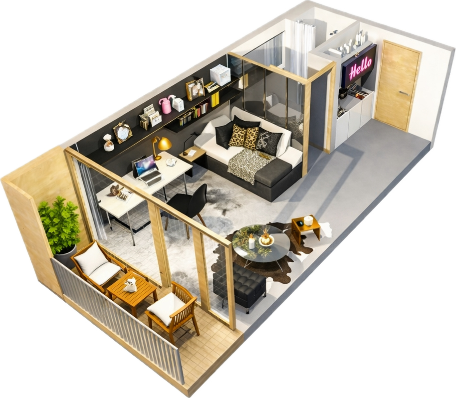 Mustergrundriss (KI) Etagenwohnung Passau