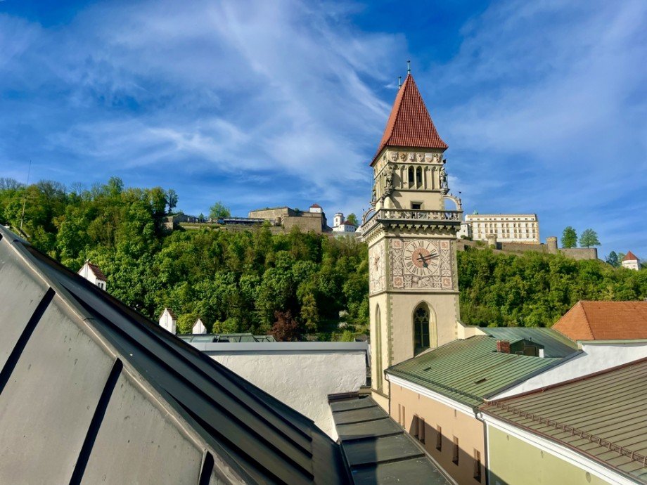 Ausblick von Dachterrasse Etagenwohnung Passau