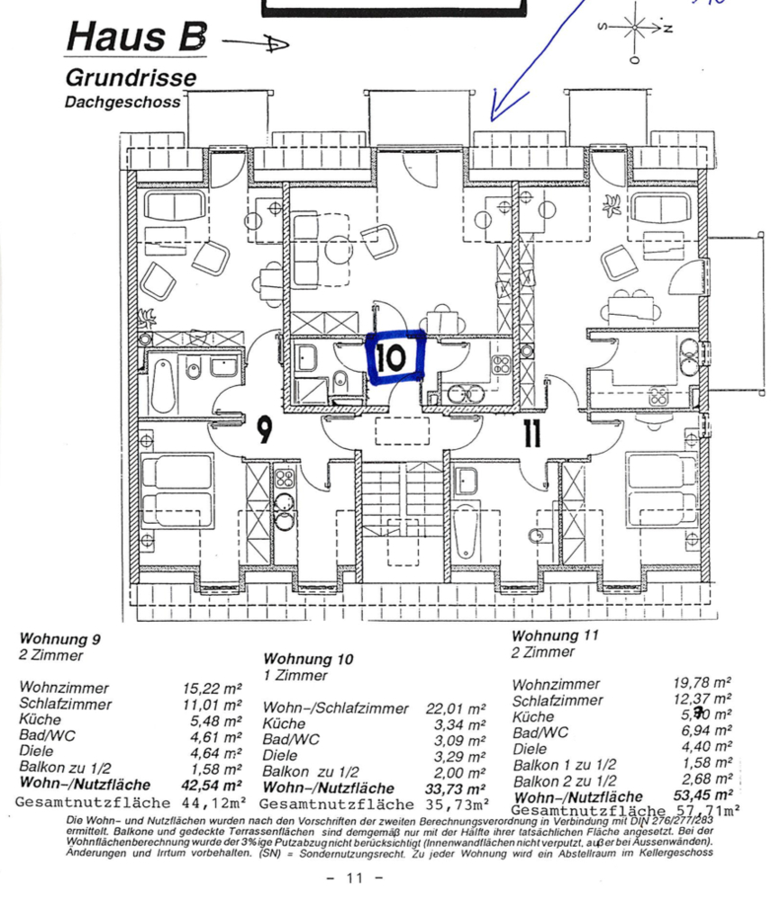 Grundriss mit Fl�che Dachgeschosswohnung Passau