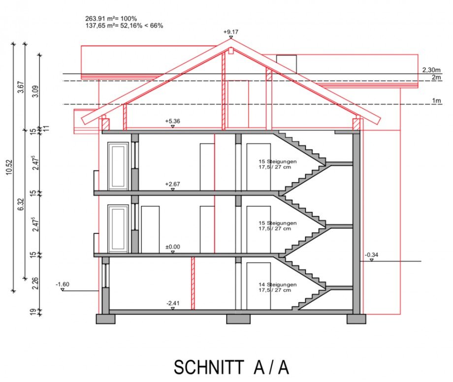 Grundriss Schnitt Mehrfamilienhaus Bad F�ssing / Egglfing am Inn