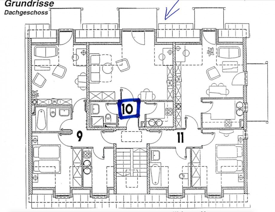 Grundriss Lage der WG Dachgeschosswohnung Passau