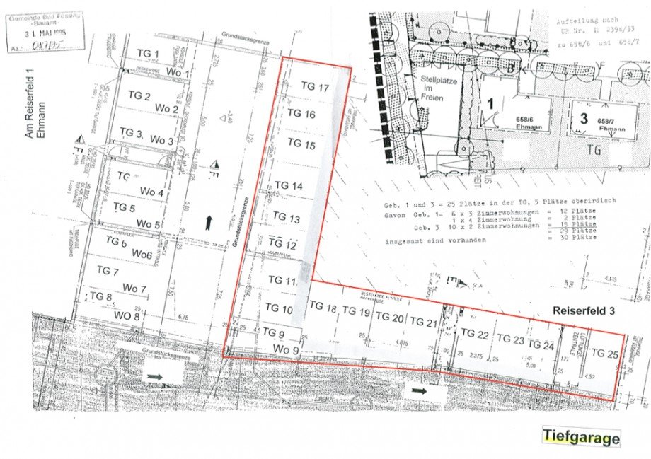Grundriss TG Reiserfeld 3 mit Markierung Mehrfamilienhaus Bad F�ssing